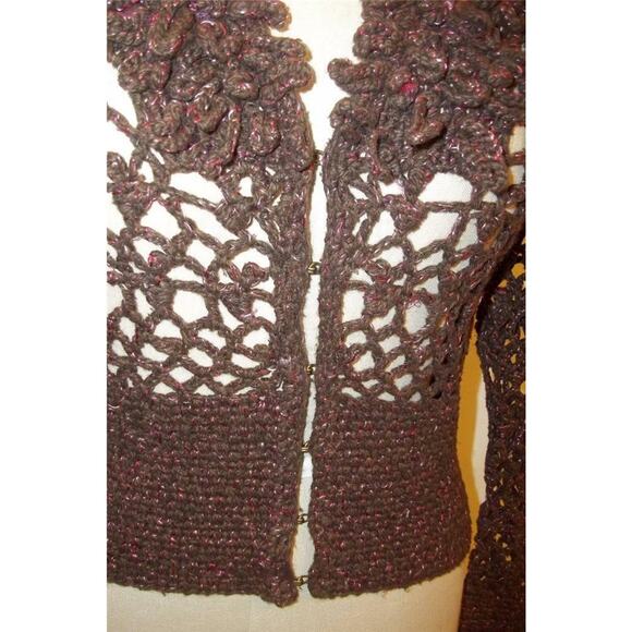 Telluride Clothing Co. Brown & Pink Rosecliff Open Knit Cardigan Sweater S NWT - Picture 7 of 11